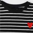 SweatyRocks Women's Heart Striped T Shirt Short Sleeve Shirt Crew Neck Casual Tee Top (Black, M)