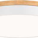 Yiisem Dimmable Wood LED Flush Mount Ceiling Light, 5CCT 2700K-6000K Modern Round Close to Ceiling Lighting Fixtures, Minimalist White Ceiling Lamp for Living Room, Bedroom, Laundry Room