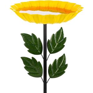 Birdbaths for Outdoors,Sunflower Bird Bath for Outside,41 Inches Flower Standing Birdbath & Birdfeeder with Metal Stake Garden Yard Lawn Decor (Yellow)