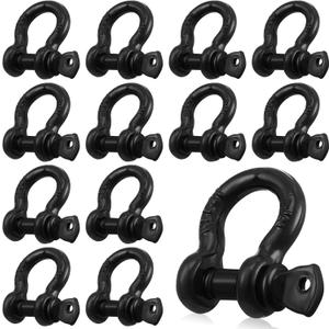 12 Pack 1/2 D Ring Shackle Heavy Duty with Screw Pin Galvanized Coating for Rigging Tow Strap Winch Off Road Truck Vehicle Recovery