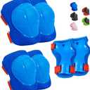 Kids Protective Gear Set Knee Pads for Kids 3-14 Years Toddler Knee and Elbow Pads with Wrist Guards 3 in 1 for Skating Cycling Bike Rollerblading Scooter (BlueRed)