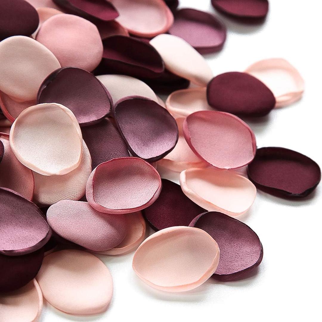 Floroom 300pcs Rose Petals Burgundy Maroon Faux Silk Flower Petals for Wedding Flower Girl Basket Aisle Scatter Dinner Table Centerpieces Party Confetti Bridal Shower Romantic Night Decoration