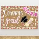Congrats Grad Backdrop 2026 Graduation Party Banner Decorations 39" x 25" Large Congrats Grad Kraft Paper Banner Class of 2026 for Outdoor Indoor Display Wall Signs Photo Prop Supplies (Pink)
