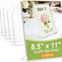 6 Pack Acrylic Sign Stand Holders, 8.5 x 11 Clear Plastic L Shape Table Paper Display Stand, Suit for Displaying Posters, Picture, Flyers, Menu