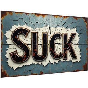 Suck Vintage Metal Signs Rustic Tin Signs 12x8in for Man Cave & Home Bar