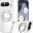 Fit for Google Pixel 9 Pro Case/Google Pixel 9 Clear Case 6.3 inchCompatible with Magsafe 360 Rotatable Ring Kickstand Transparent Back Cover Magnetic 360 Stand Protection Rugged Phone Case