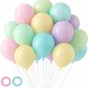 Voircoloria 105pcs Pastel Balloons 12inch Party Latex Balloons for Birthday Easter Baby Shower Graduation Wedding Gender Reveal Anniversary Party Decorations