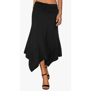 DJT Women's Flowy Handkerchief Hemline Midi Skirt, Size S
