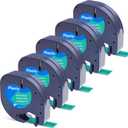 Label Orison Compatible with Dymo LetraTag Refill Green 91334 Plastic 12mm Label Tape for Dymo Label Maker Refills Letra Tag LT100H LT100T 200B QX50, Black on Green,1/2 Inch X 13Feet(12mmx4m), 5Pack