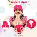 Coume 12 Pcs Kids Beanie Hats Multicolor Cross Winter Beanie Hats Christian Cuffed Skull Cap Warm Beanies for Kids Boys Girls