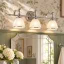 ANDY STAR Polished Chrome Vanity Light, 3-Light Crystal Wall Sconce