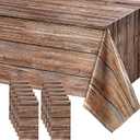Tatuo 12 Packs Natural Wood Grain Tablecloths Rustic Plastic Table Covers for Rectangle Table, Vintage Farmhouse Style Tablecloth Decorations for Western Barn Themed Birthday, 54 x 108 Inch (Brown)