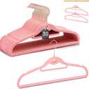 Velvet Stackable Hangers 30 Pack, STOPKLAS Pink Clothes Hangers Non Slip Felt Hangers with 360 Swivel Hook, Thin Hanger Space Saving, Heavy Duty Closet Hanger for Clothes, Coats, Suits, Dress, Pants