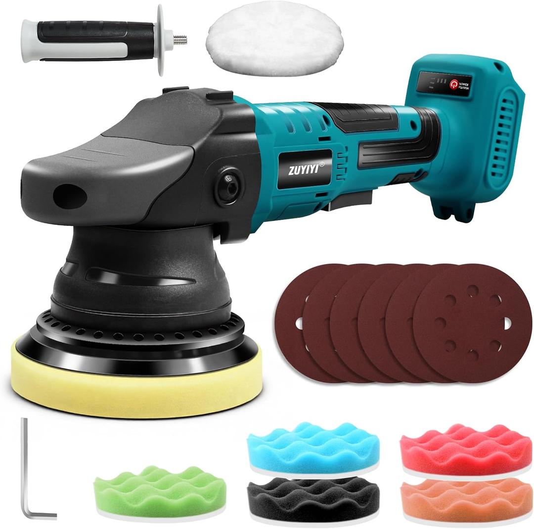 ZUYIYI Cordless Buffer Polisher for Makita 18V Battery, 5 Inch Orbital Polisher, 3 Variable Speed, Car Buffer Waxer Kit for Car Boat Detailing, Polishing, Scratch Removing (NO Battery Included)
