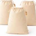 LEAFICO Reusable Produce Storage Bags - XX-Large 19x23 3 Pack - Breathable Muslin Fabric Sacks with Drawstrings Dust-Proof Travel Cotton Bags for Laundry, Clothes, Purses