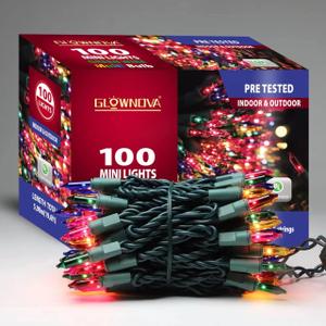 GLOWNOVA Green Wire, Multicolor, Incandescent Bulb 100 Mini String Lights for Indoor Christmas Tree Garland Birthday Wedding Party Festival Decoration