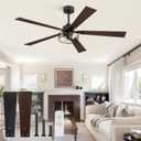 Fanbulous 1 Pack Farmhouse 60 Inch Ceiling Fans with Lights, Black Industrial Caged Ceiling Fans for Bedroom Living Room, Double-Sided 5 Blades Rustic Ceiling Fan-Black