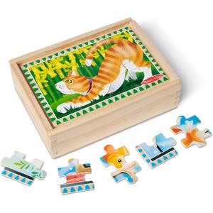 Melissa & Doug Pets 4-in-1 Wooden Jigsaw Puzzles in a Storage Box (48 pcs) - FSC Certified