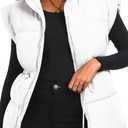 ELLEVEN Womens Puffer Vest Stand Collar Flysleeve Oversized Sleeveless Puffy Quilted Vest Woman Casual Warm Ladies Long Coats Padded Lightweight Winter Spring Fall Baggy (White, Medium)