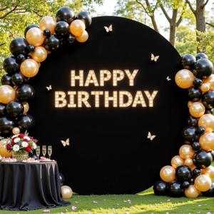 6.6 FT Black Round Backdrop Cover for Circle Balloon Arch Stand Stretchy Circle Arch Backdrop Covers for Wedding Arch Baby Shower Birthday Party Photo Shoot Photography Arch Background Decorations