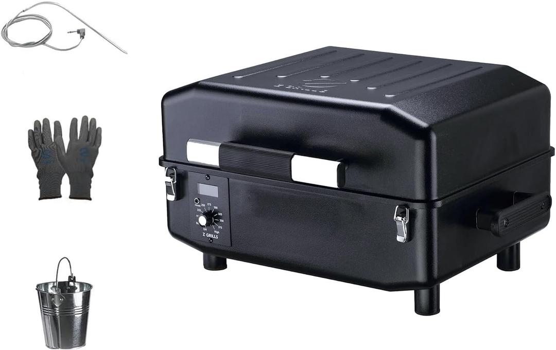 Z GRILLS ZPG-200A Portable Tabletop Wood Pellet Grill and Smoker, Digital Control, 8 in 1 BBQ Grill for Outdoor Kitchen, Backyard, 202 Sq Inches of Cooking (Black)