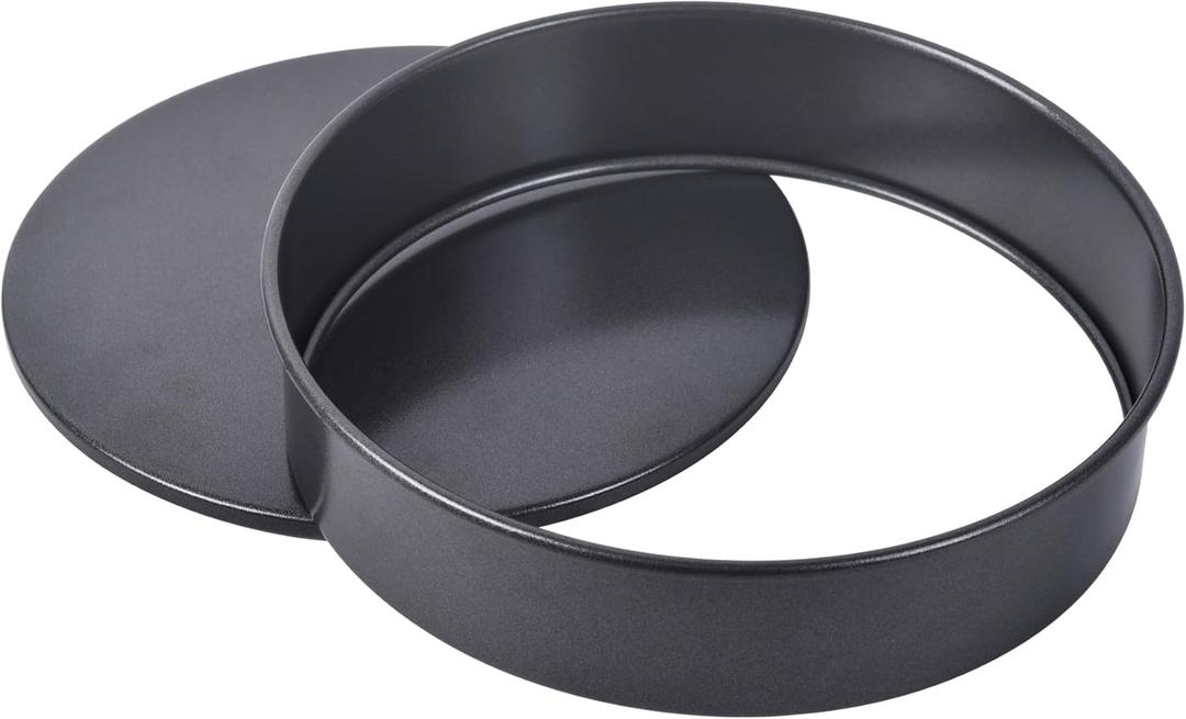 Round Cake Pan with Removable Loose Bottom, 8-Inch Non-Stick Chiffon Bakeware for Oven Cheesecake (Black) (Dark-Gray)