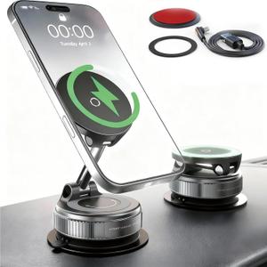 Magnetic Phone Holder for Car, Magsafe Car Mount with Nano Gel Suction Cup for Dashboard & Windshield, Compatible with iPhone 12/13/14/15/16/17 Series(Black)