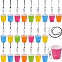 30 Set Shot Glass Necklaces Cups with Lanyard 2 oz Clip Plastic Mini Shot Glasses Adult Party Favor for New Year Wedding Birthday Fiesta Whiskey Tequila Vodka Supplies (Colorful)