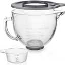 Glass Mixing Bowl 5 QT for KitchenAid 4.5 and 5 Quart Tilt-Head Stand Mixers, Measuring cups with scales, Fits Artisan KSM150, RRK150, KSM100, K45SS, KSM90, KSM95, K45, KSM110, 5KSM125