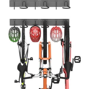 Ultrawall Bike Storage Rack, Wall Mount Bicycle Rack Vertical Bike Hanger for Garage, Home, 3 Bike Racks & 3 Helmet Hooks, Size: 34in for 3 Bikes & 3 Helmets