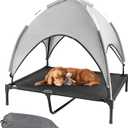 Elevated Outdoor Dog Bed with Canopy, Raised Dog Cot with Shade, Waterproof Dog Tent for Medium Large Dogs Portable Cooling Pet Bed with Breathable Mesh for Camping Beach, XL (XL(49"x36))
