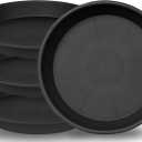 Large Plant Saucer 16 inch, 4 Pack Heavy Sturdy 17 inch Plastic Plant Tray for Planter, Flower Saucers for Indoors, Flower Pots Saucers, Plant Drainage Tray Round 14"/15"/16" (Black)