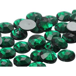 13mm Flat Back Round Acrylic Rhinestones Plastic Gems for Jewelry Making Costume Jewels Cosplay Embelishments - 50 Pieces (Green Emerald .MD)