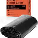 MaPorch 20 x 30 FT Black Waterproof Pond Liner, HDPE Black - Reinforced Polyethylene 20 Mil for Fish Koi Pond, Fountain, Waterfall, Tank, UV Resistant RPE Pool, and Outdoor Use