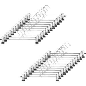 GoodtoU Pants Hangers with Clips - Skirt Hangers 24 Pack Clip Hanger for Pants Jeans Shorts Adjustable Metal Hanger for Heavy Duty