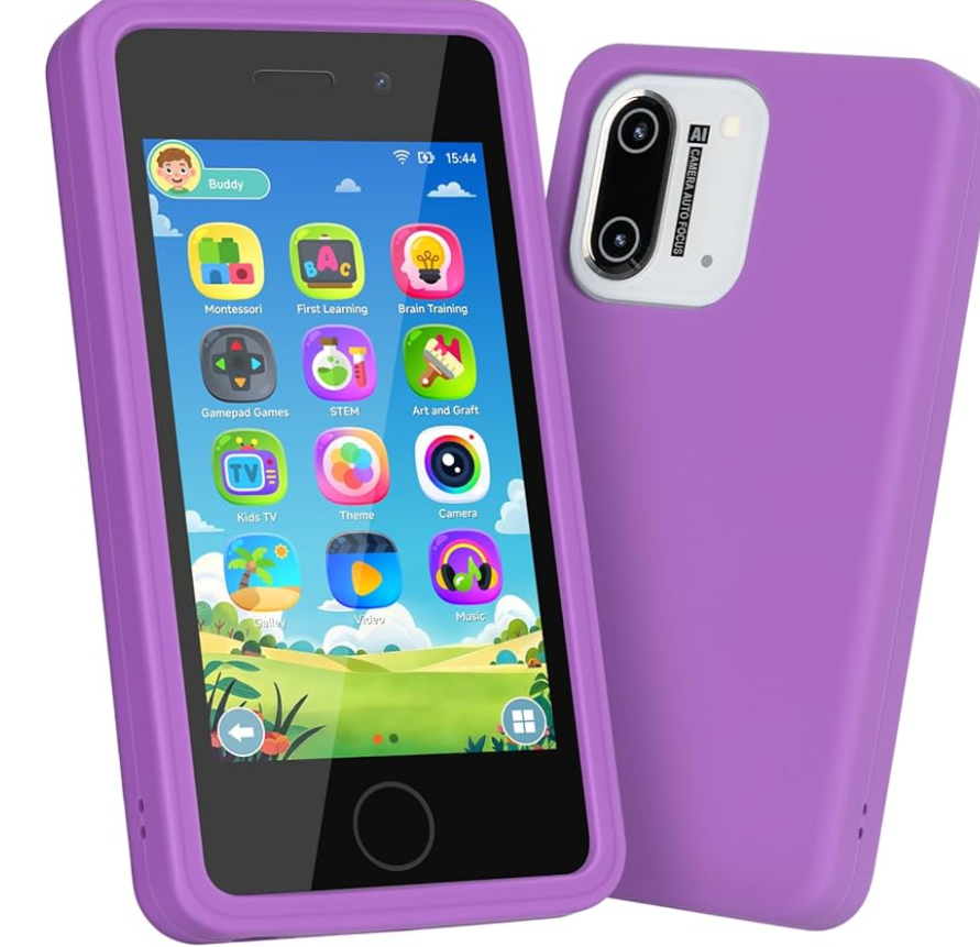 3.97" Touchscreen Kids Toys Smart Phone, Kids Phone with Games & Dual Camera, Toddler Toys Phone, Boys and Girls Learning Toy Phone for 3-9 Years Old (Purple)