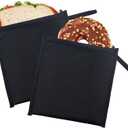 Moyad Reusable Sandwich Bags Set of 2, BPA Free Insulated Lunch Bag for Men Women, Compact Snacks Pouches for Picnic, Travel, Office (Black)