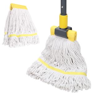 KeFanta Commercial Heavy Duty Industrial Mop with Extra Replacement Mop Head, 60" Long Handle Looped-End String Wet Cotton Mops for Floor Cleaning, Home, Kitchen, Office, Garage and Concrete/Tile Floor