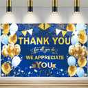 We Appreciate You Banner - Thank You for All You Do Backdrop (Blue Gold, 72x44 inches) - Appreciation Party Decorations for Teacher, Employee, Staff, Doctor, Nurse, Volunteer, Pastor - Reusable Retirement, Graduation, CNA Week, Ceremony Decor