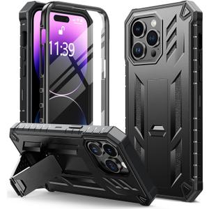 FNTCASE for iPhone 14 Pro Max Case: Military Grade Rugged Cell Phone Cover with Kickstand | Shockproof TPU Protection Bumper Matte Textured Design for iPhone 14 Pro Max Cases 6.7 inch