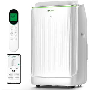 ZAFRO 16,000 BTU (12,000 BTU SACC) Portable Air Conditioners, Ultra Quiet(42dB) Dual Duct Smart AC with Drainage-free Cooling/24Hrs Timer/APP/Remote/Cool, Fan & Dehumidifier Modes for Indoor Rooms (White)