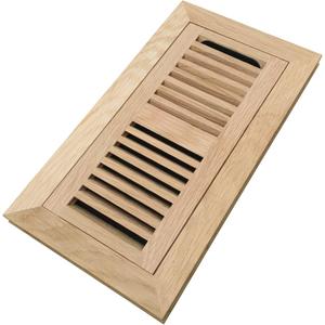 Homewell White Oak Wood Floor Register, Flush Mount Vent with Damper, 4x10 Inch, Unfinished