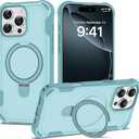 PeakFuel Compatible with iPhone 15 Pro Case 6.1'' with Magnetic Ring Stand [Military Drop Protection][Compatible with MagSafe] Shockproof 15 Pro Phone Case for Men Wowen,Cyan