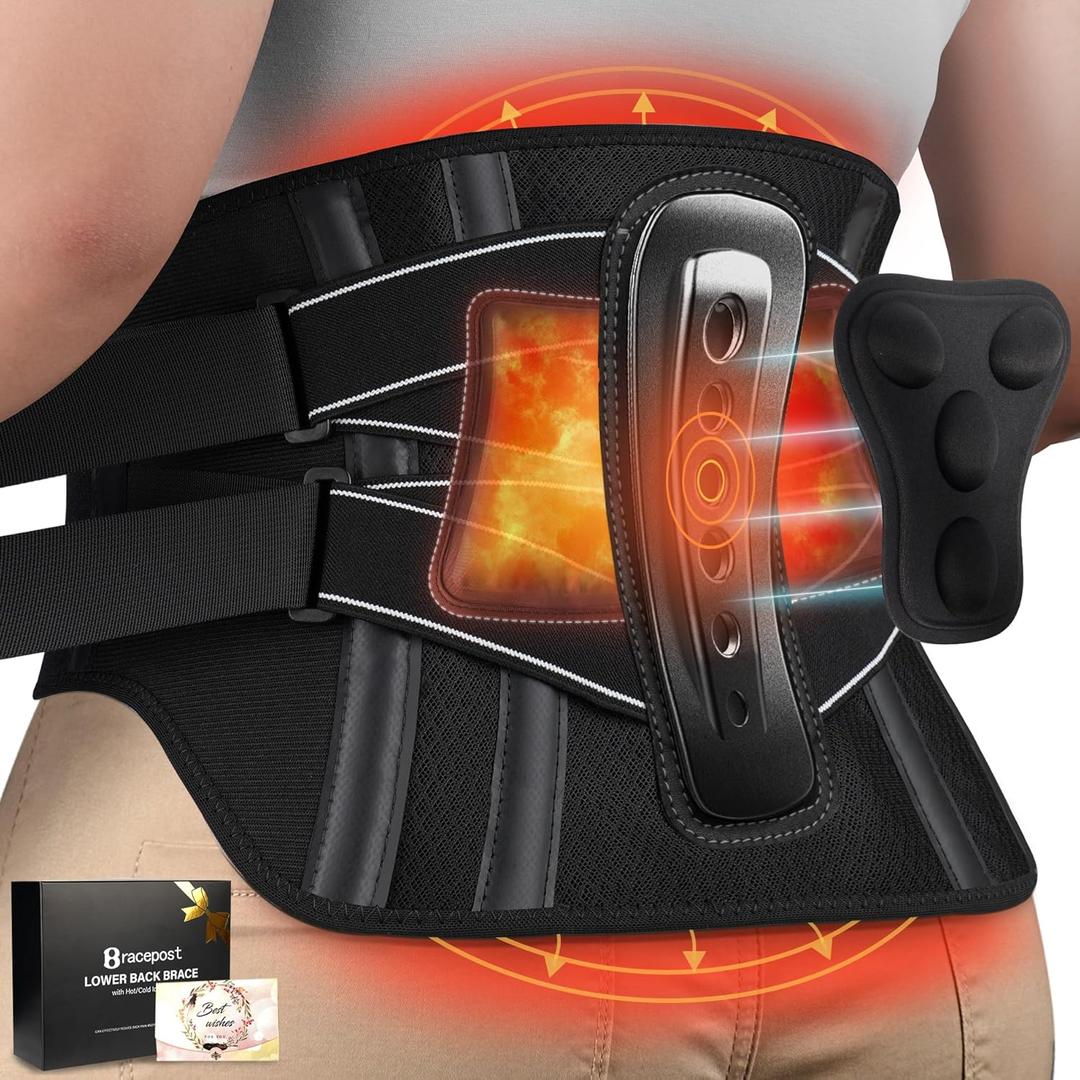 Back Brace For Lower Back Pain Women Men With 360Support & Hot/Cold Compress,Breathable Back Support Belt With 3D Pad,Adjustable Back Brace For Sciatica,Herniated Disc,Scoliosis, Large