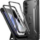 Poetic Revolution Case for Samsung Galaxy S23 FE 5G, Built-in Screen Protector Work with Fingerprint ID, Full Body Rugged Shockproof Protective Cover Case with Kickstand [Update Version], Black