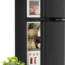 Antarctic Star Compact Refrigerator with Freezer,2 Door Mini Fridge,Adjustable Shelf,Small Fridge for Bedroom Office Dorm Kitchen,3.2 Cu.Ft.BLACK