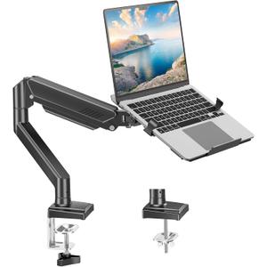MOUNT PRO Laptop Arm Mount for Desk, 2 in 1 Function Monitor Laptop Stand, Fits Max 17" Notebook and 32" Computer Screen, Aluminum Single Monitor Holder with Adjustable Tray, Holds up to 22lbs