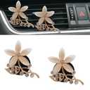 ORIESSE Flower Car Accessories,Lotus Air Freshener Vent Clips,2pcs Bling Champagne Flower Car Decor,Cute Dashboard Decorations for Women