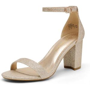 DREAM PAIRS Women's Chunk Low Heel Pump Sandals, 7,5