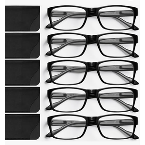 Gaoye Reading Glasses Blue Light Blocking, Readers for Women Men Anti Glare Filter Lightweight Spring Hinge Eyeglasses (5pack Light Black with Case, 2.25)